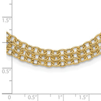14K Polished and Textured Fancy 3 Layer Cable Necklace-SF3028-17