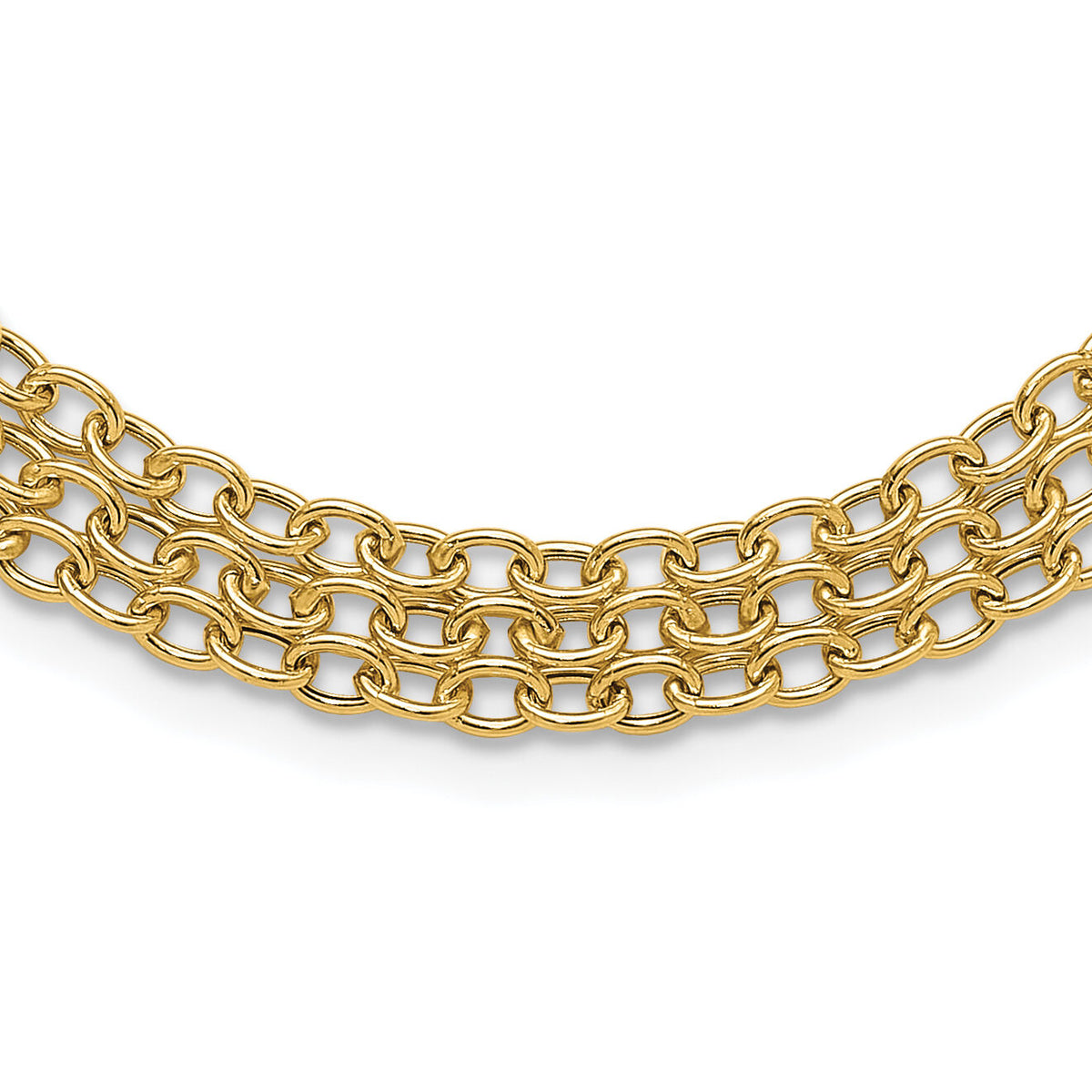 14K Polished and Textured Fancy 3 Layer Cable Necklace-SF3028-17