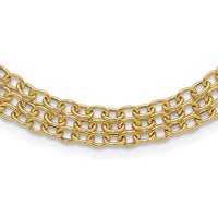 14K Polished and Textured Fancy 3 Layer Cable Necklace-SF3028-17