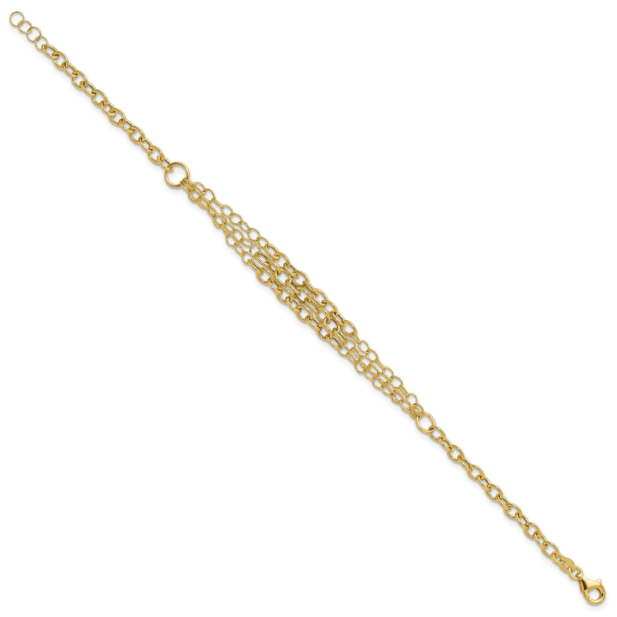 14K Polished and Textured 3 Layer Fancy w/ .5in ext. Bracelet-SF3028-7.5