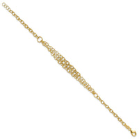 14K Polished and Textured 3 Layer Fancy w/ .5in ext. Bracelet-SF3028-7.5