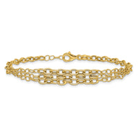 14K Polished and Textured 3 Layer Fancy w/ .5in ext. Bracelet-SF3028-7.5