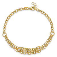 14K Polished and Textured 3 Layer Fancy w/ .5in ext. Bracelet-SF3028-7.5