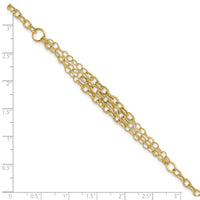 14K Polished and Textured 3 Layer Fancy w/ .5in ext. Bracelet-SF3028-7.5