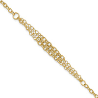 14K Polished and Textured 3 Layer Fancy w/ .5in ext. Bracelet-SF3028-7.5