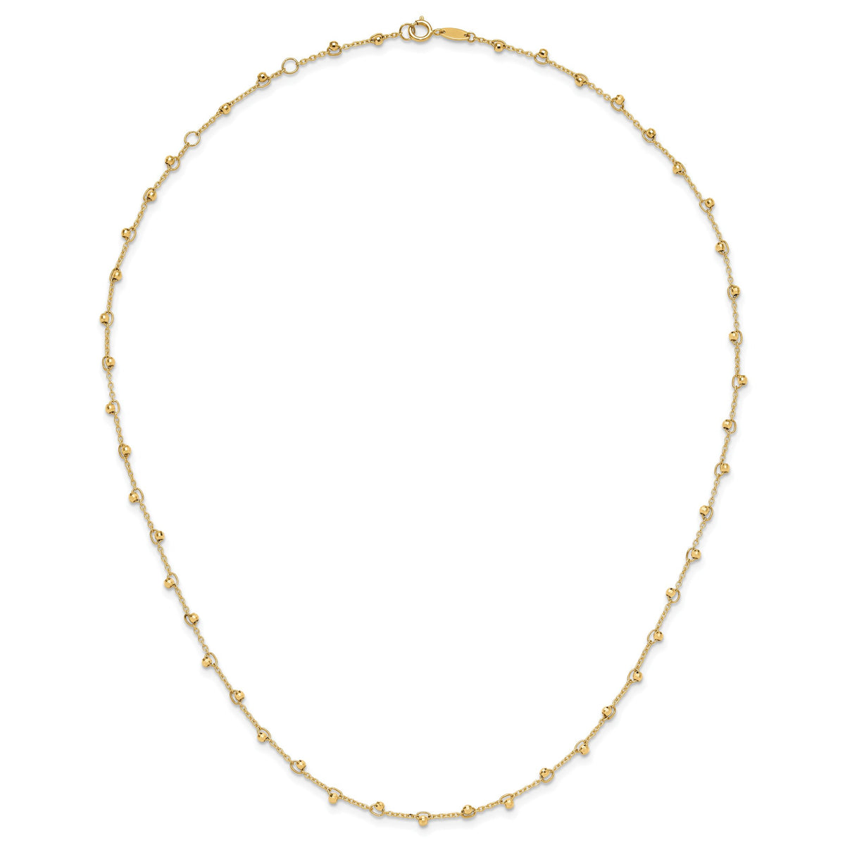 14K Polished and Diamond-cut Beaded 16in Plus 2in ext. Necklace-SF3029-17