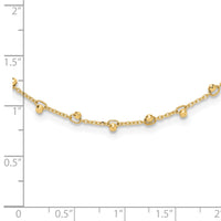 14K Polished and Diamond-cut Beaded 16in Plus 2in ext. Necklace-SF3029-17