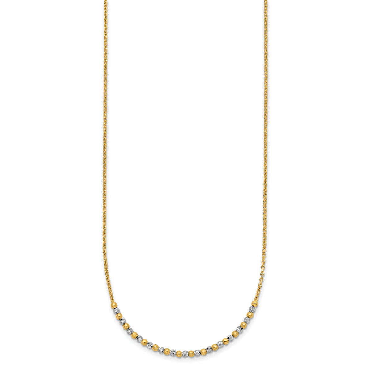 14K Two-tone Diamond-cut Beaded 18in Necklace-SF3030-18
