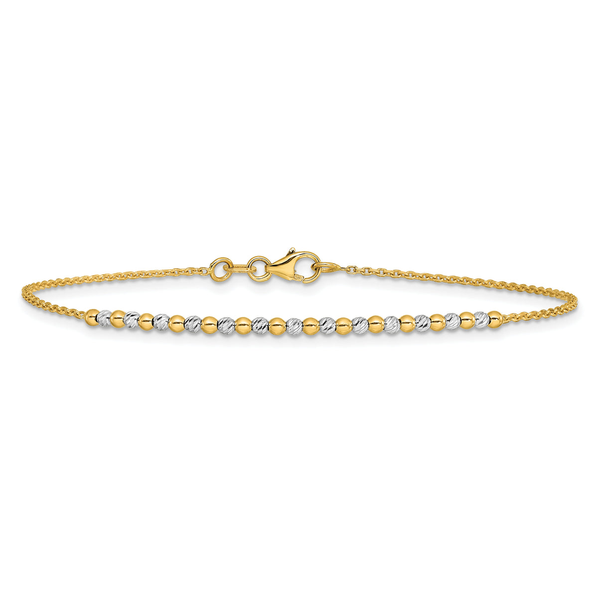 14K Two-tone Diamond-cut Beaded 18in Necklace-SF3030-18