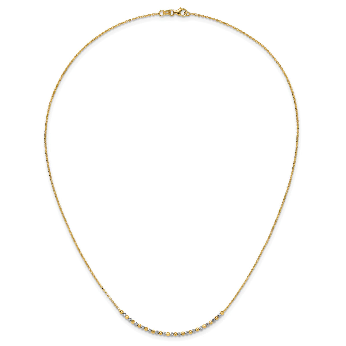 14K Two-tone Diamond-cut Beaded 18in Necklace-SF3030-18