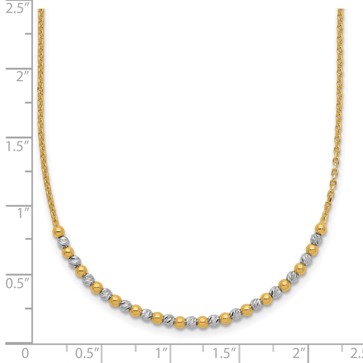 14K Two-tone Diamond-cut Beaded 18in Necklace-SF3030-18