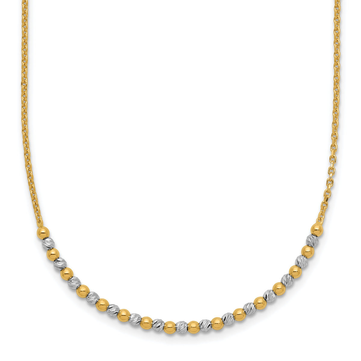 14K Two-tone Diamond-cut Beaded 18in Necklace-SF3030-18