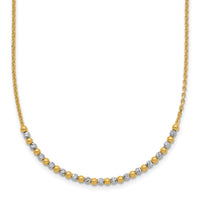 14K Two-tone Diamond-cut Beaded 18in Necklace-SF3030-18