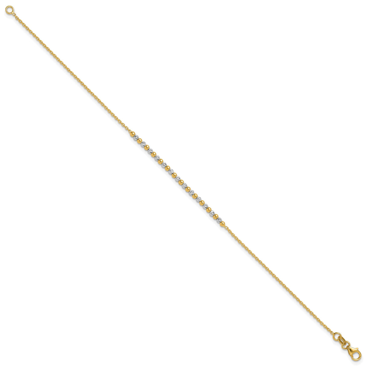 14K Two-tone Diamond-cut Beaded 7.5in Bracelet-SF3030-7.5