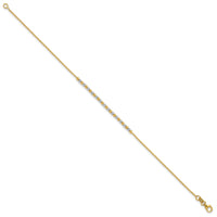 14K Two-tone Diamond-cut Beaded 7.5in Bracelet-SF3030-7.5