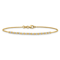 14K Two-tone Diamond-cut Beaded 7.5in Bracelet-SF3030-7.5
