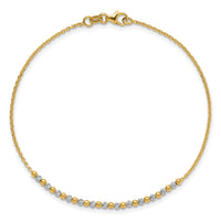 14K Two-tone Diamond-cut Beaded 7.5in Bracelet-SF3030-7.5