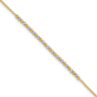 14K Two-tone Diamond-cut Beaded 7.5in Bracelet-SF3030-7.5