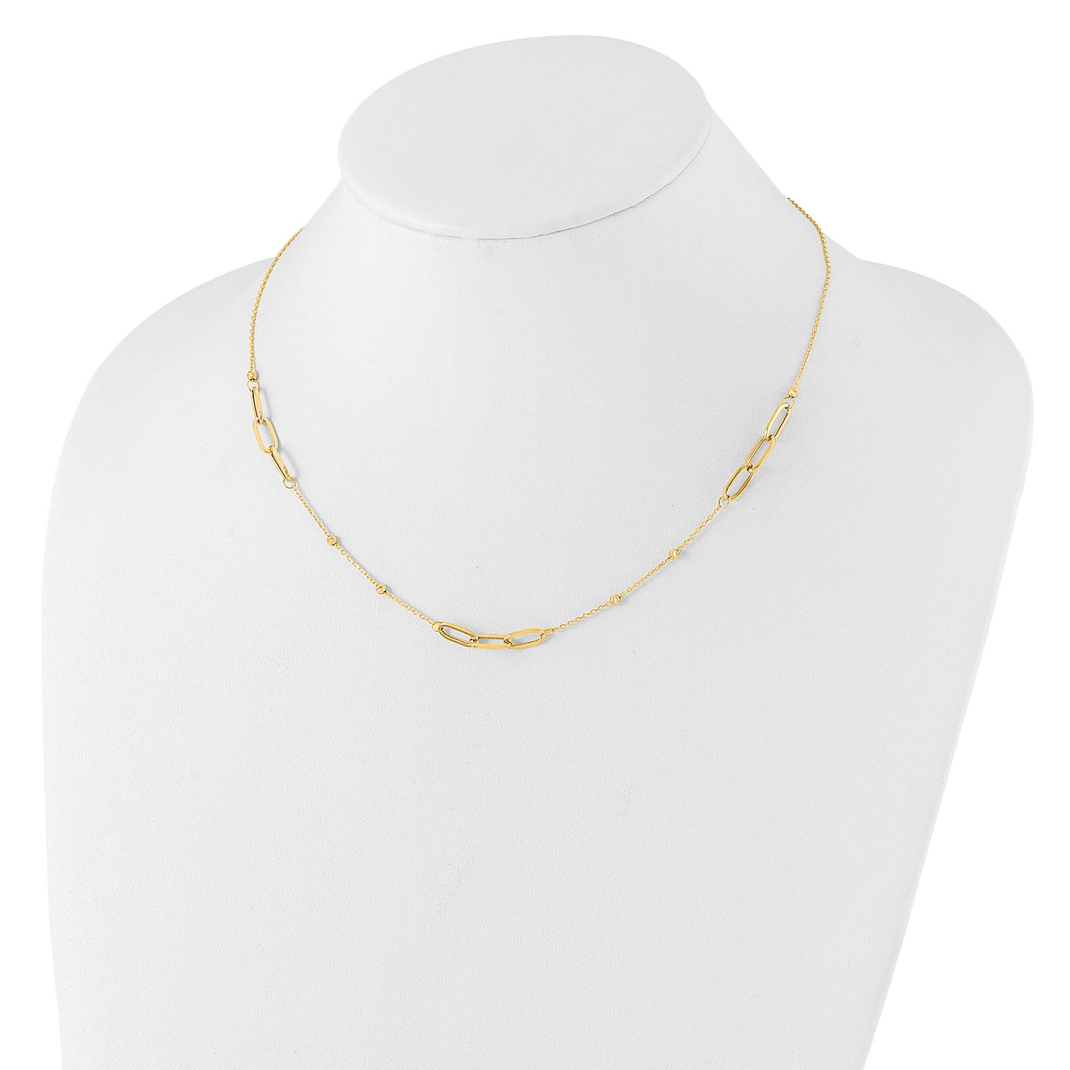14K Polished and Diamond-cut Fancy Necklace-SF3033-18