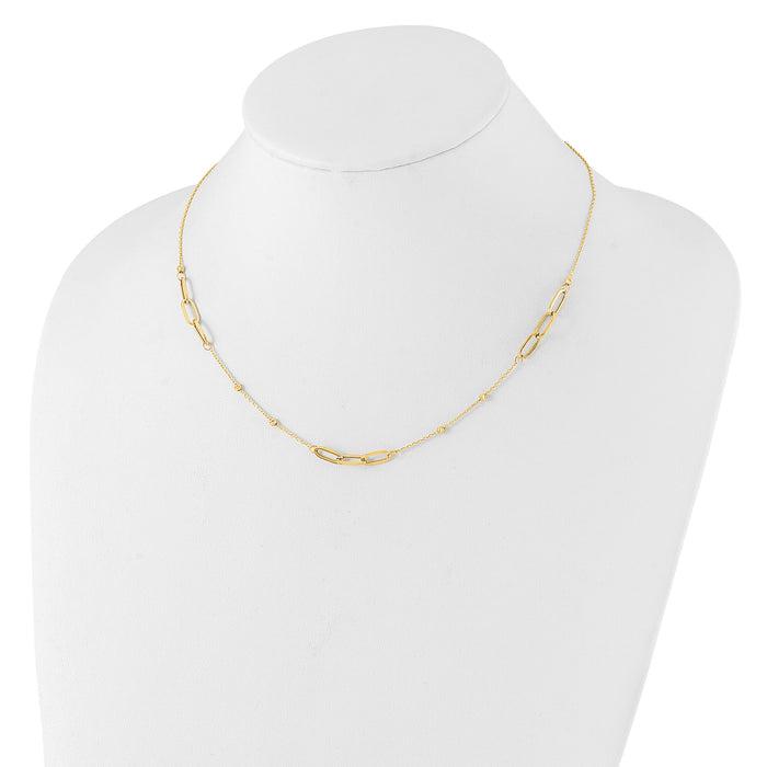 14K Polished and Diamond-cut Fancy Necklace-SF3033-18