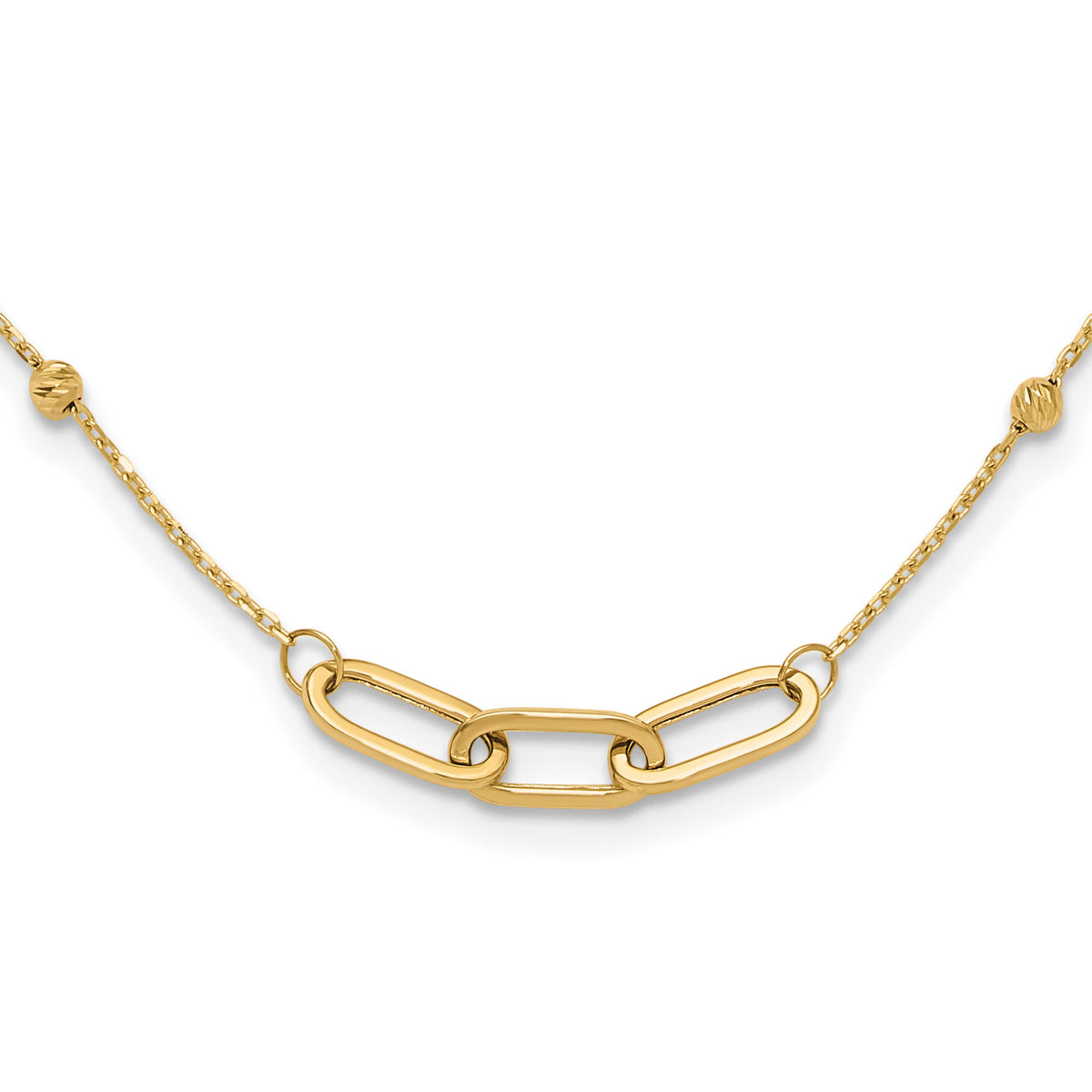 14K Polished and Diamond-cut Fancy Necklace-SF3033-18