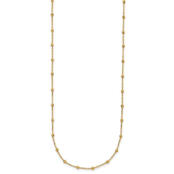 14K Polished and Diamond-cut Beaded Necklace-SF3036-16.75