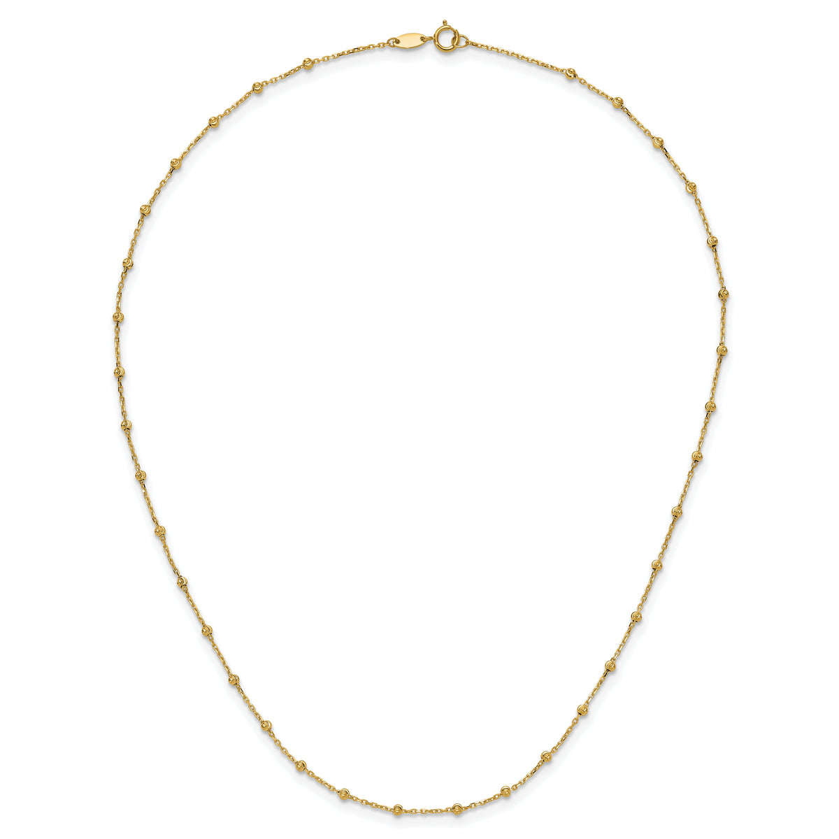 14K Polished and Diamond-cut Beaded Necklace-SF3036-16.75