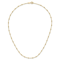 14K Polished and Diamond-cut Beaded Necklace-SF3036-16.75