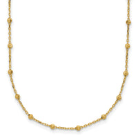 14K Polished and Diamond-cut Beaded Necklace-SF3036-16.75
