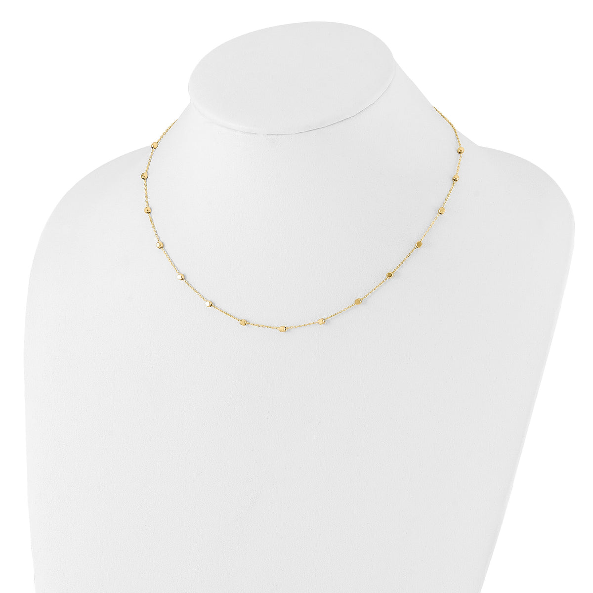 14K Polished Cube Stations Necklace-SF3037-17