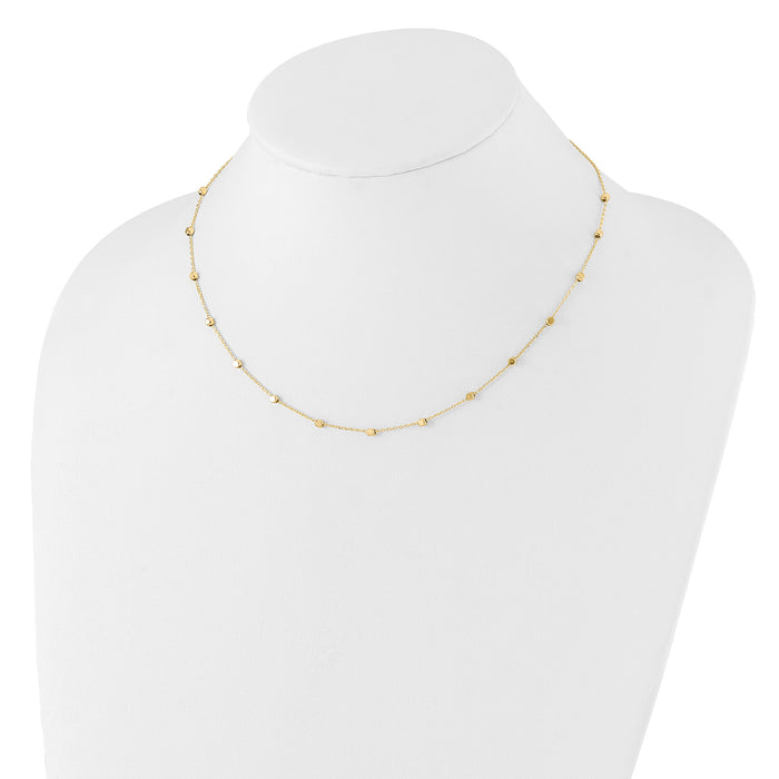 14K Polished Cube Stations Necklace-SF3037-17