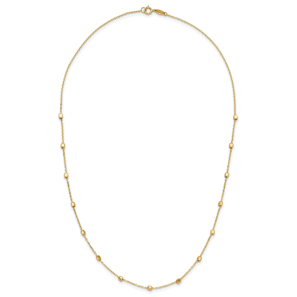 14K Polished Cube Stations Necklace-SF3037-17