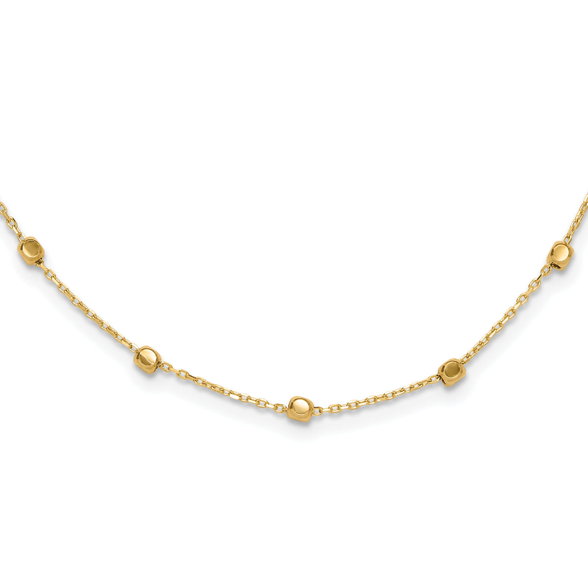 14K Polished Cube Stations Necklace-SF3037-17