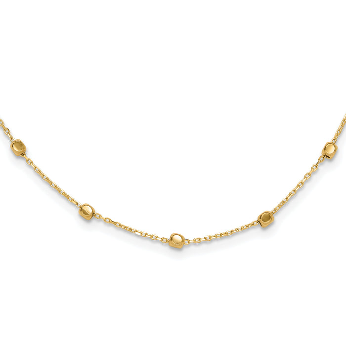 14K Polished Cube Stations Necklace-SF3037-17