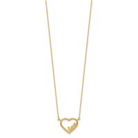 14K Polished Open Heart LOVE 17IN Plus .5 IN Ext. Necklace-SF3047-17.75