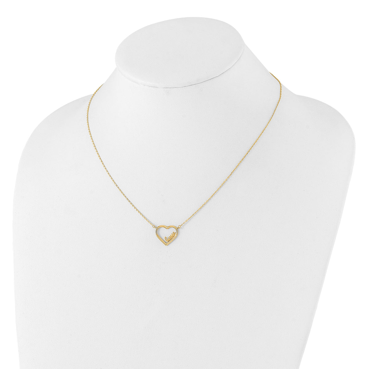 14K Polished Open Heart LOVE 17IN Plus .5 IN Ext. Necklace-SF3047-17.75