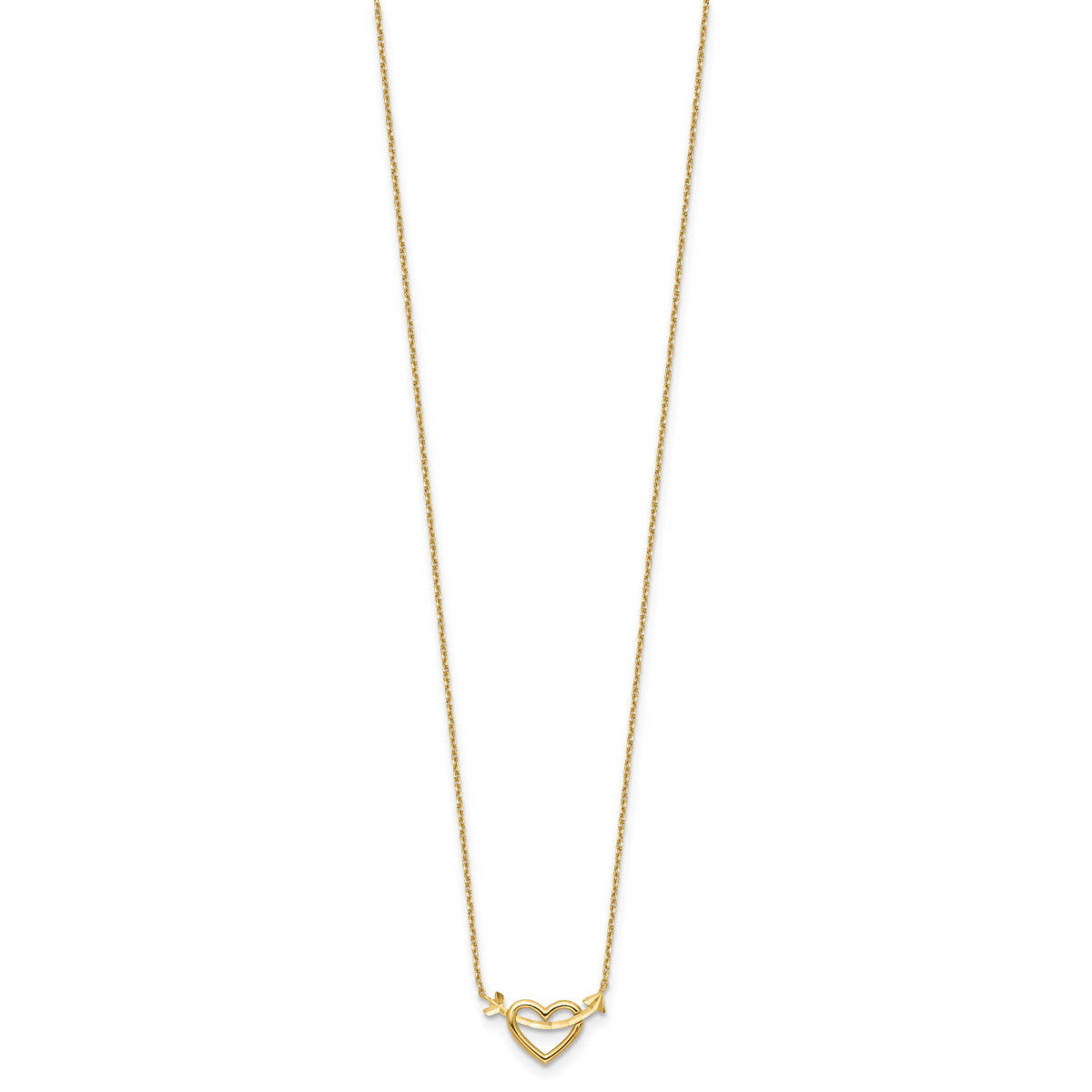 14k Polished Heart with Arrow 18in with 2in ext. Necklace-SF3050-18