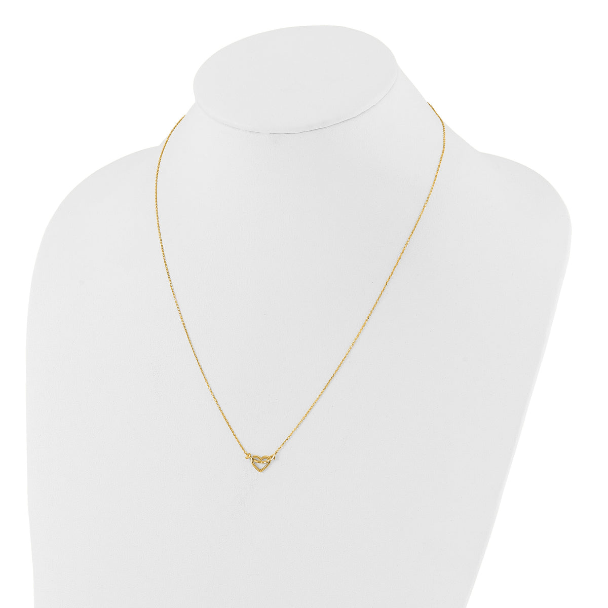 14k Polished Heart with Arrow 18in with 2in ext. Necklace-SF3050-18