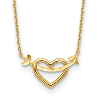 14k Polished Heart with Arrow 18in with 2in ext. Necklace-SF3050-18