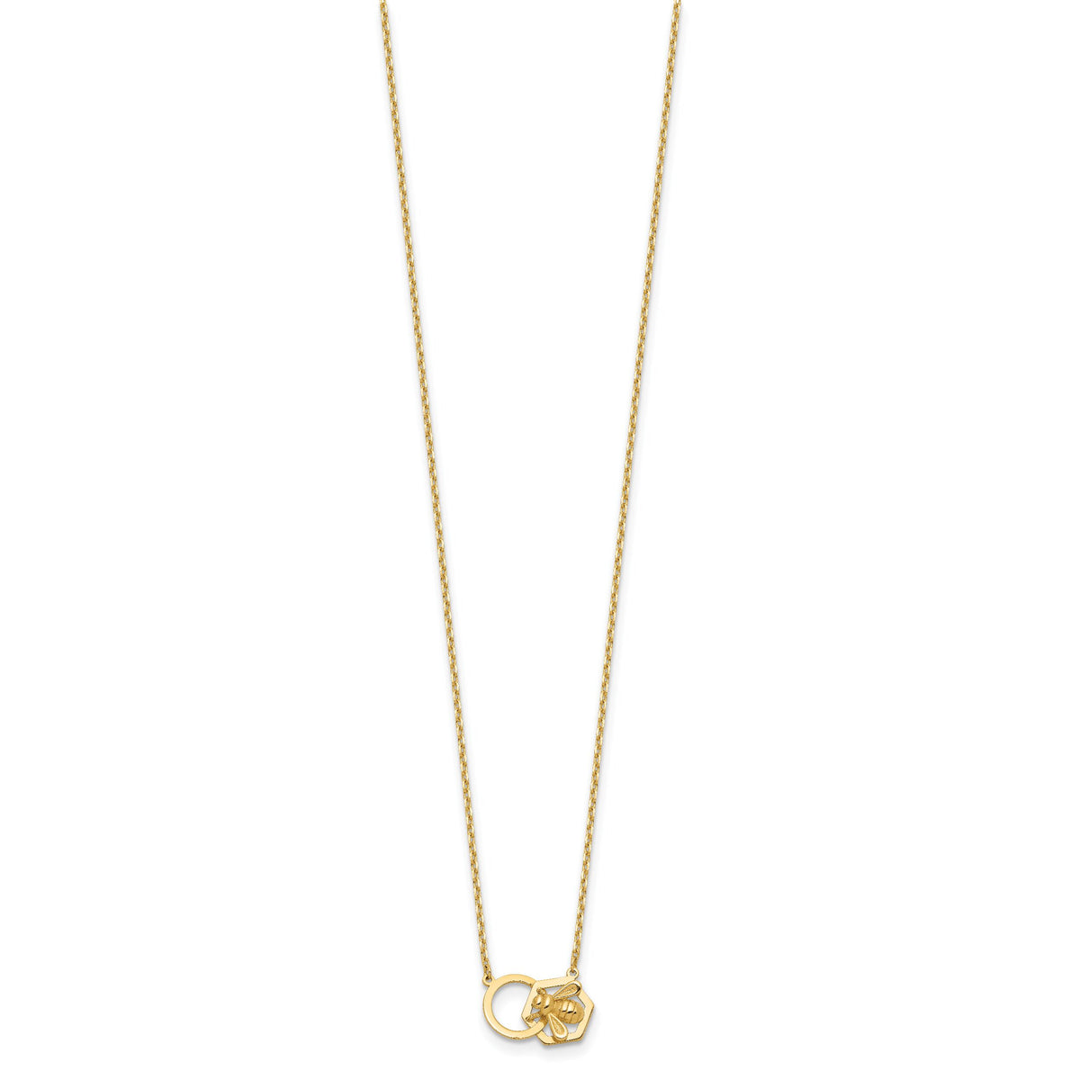 14K Polished Bee Necklace-SF3051-17.5