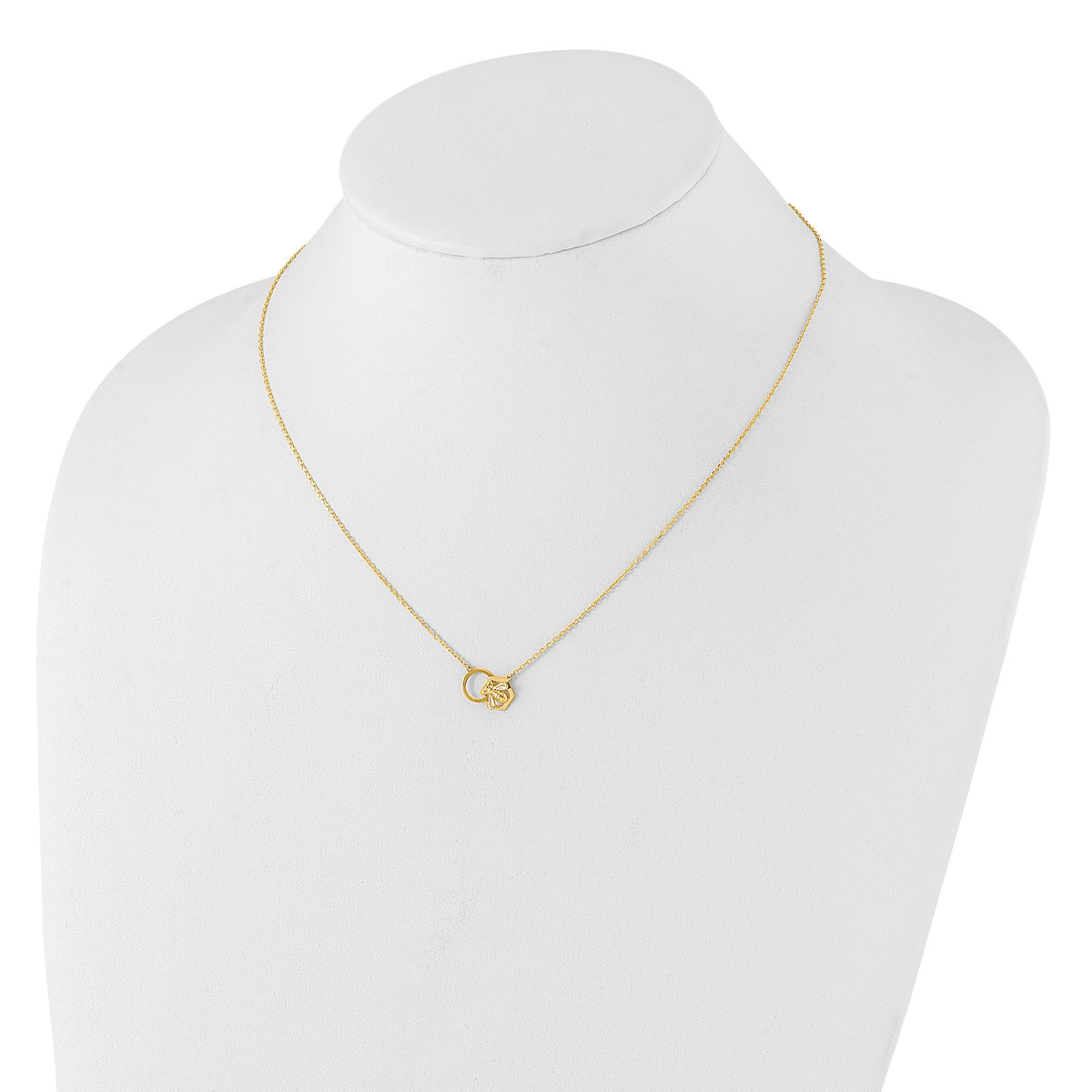 14K Polished Bee Necklace-SF3051-17.5