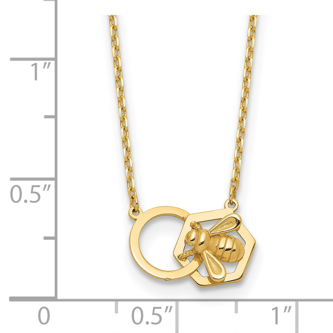 14K Polished Bee Necklace-SF3051-17.5