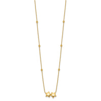 14K D/C Beaded Double Star 16in w/2in ext. Necklace-SF3053-16