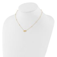 14K D/C Beaded Double Star 16in w/2in ext. Necklace-SF3053-16
