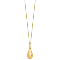 14k Polished Hollow Teardrop 18in Necklace-SF3054-18