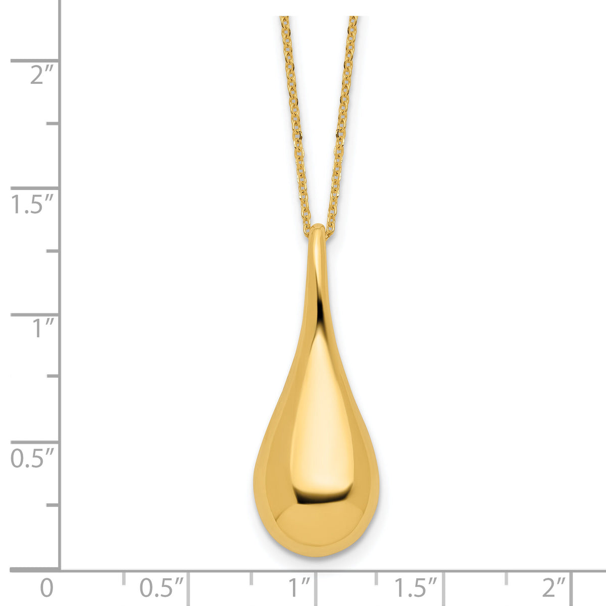 14k Polished Hollow Teardrop 18in Necklace-SF3054-18