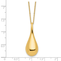 14k Polished Hollow Teardrop 18in Necklace-SF3054-18