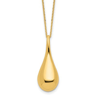 14k Polished Hollow Teardrop 18in Necklace-SF3054-18