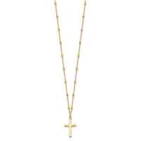 14K Polished and Diamond-cut Cross w/ 2in ext. Necklace-SF3055-16.25
