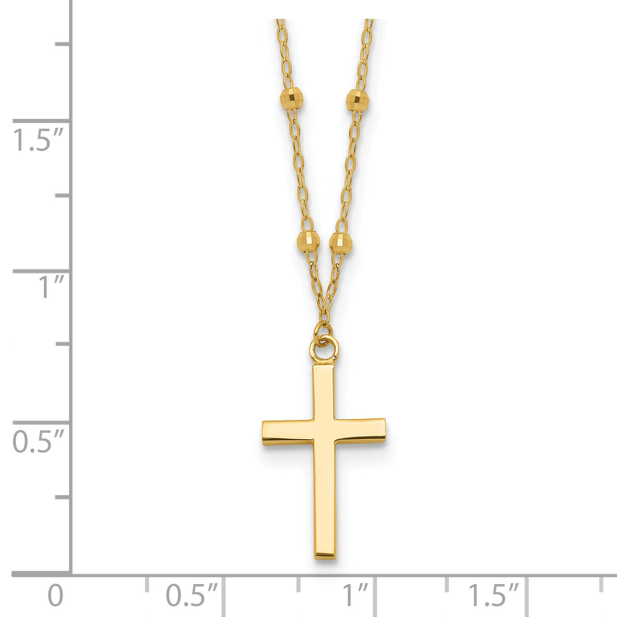 14K Polished and Diamond-cut Cross w/ 2in ext. Necklace-SF3055-16.25